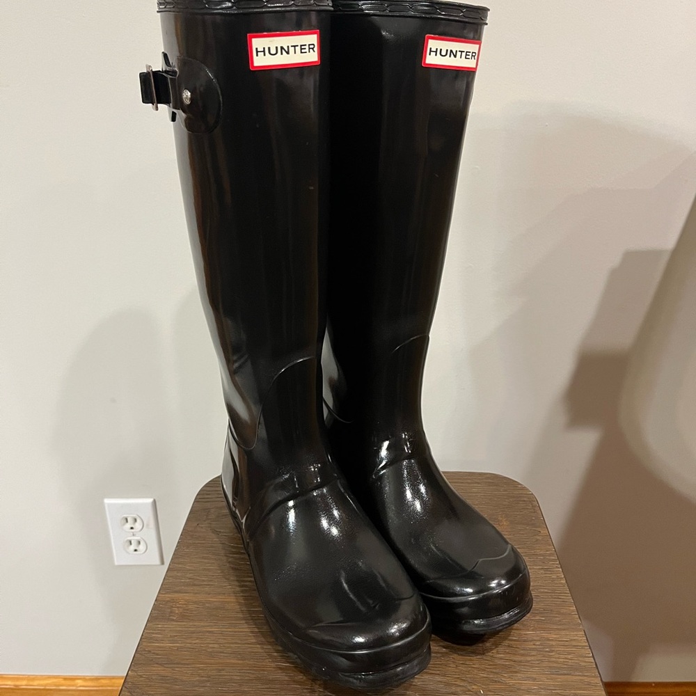 Hunter Original Tall Gloss Rain Boots-Black